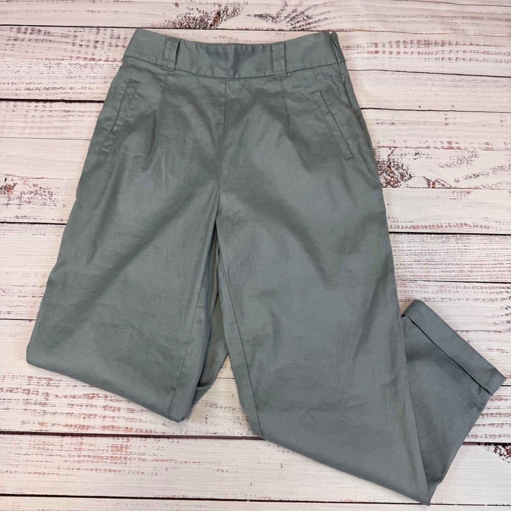 Ett:twa by Anthropologie Blue‎ Linen Blend cuffed Leg Cropped Pants US 2